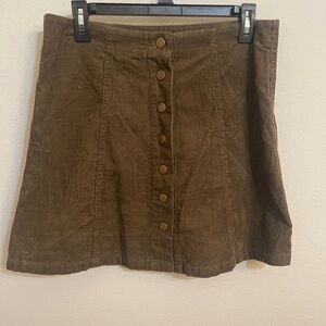 Army Green Corduroy Button Up Mini Skirt